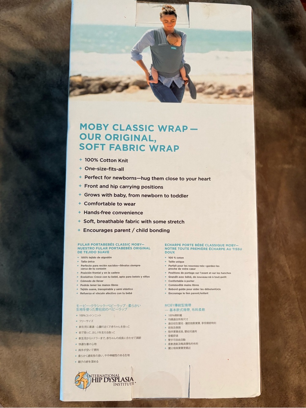 MOBY Classic Swaddle Wrap Slate Gray 100% Cotton lbs - Picture 7 of 10